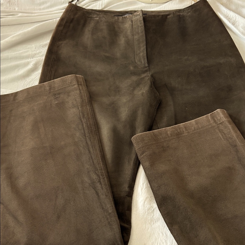 Sueded Real Leather Pants Mid Dusky Brown See Measurements 29 Waist 38 Hips